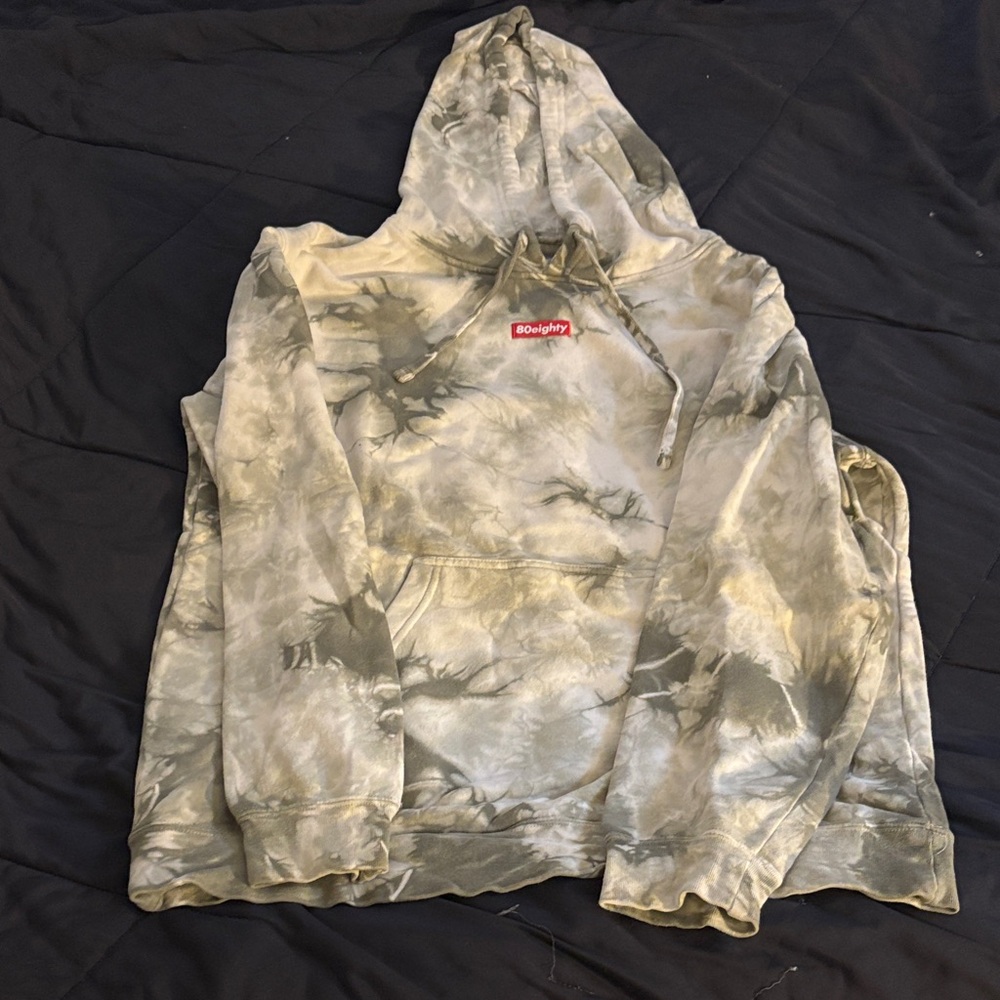 Eighty Eight Gray and White Tie-Dye Hoodie